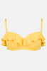 Bikini giallo taglie forti due pezzi con slip vita alta e reggiseno con ferretto e volant con scollo a prendisole - Intimo modellante snellente contenitivo donna