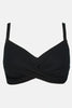 Bikini taglie forti con drappeggio colore nero con ferretto e slip a vita alta - Intimo modellante snellente contenitivo donna